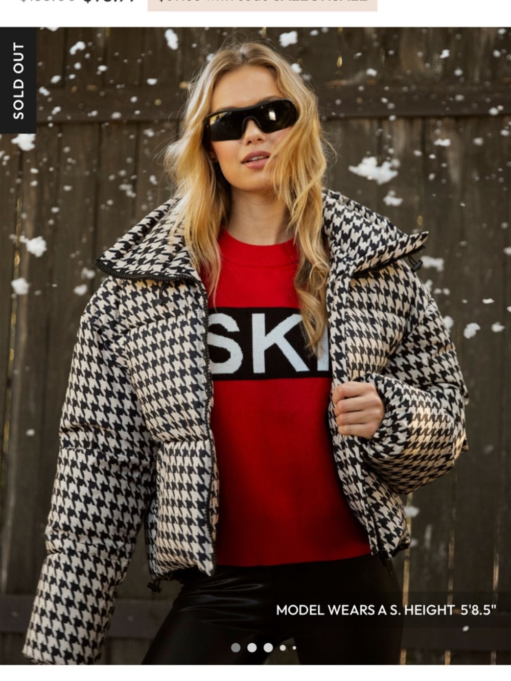 Vici Black & White Houndstooth Puffer Jacket